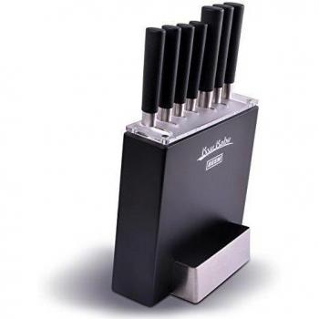 BEEM Germany Kyu Kabu - Juego de cuchillos de 7 piezas con bloque, color negro brillante