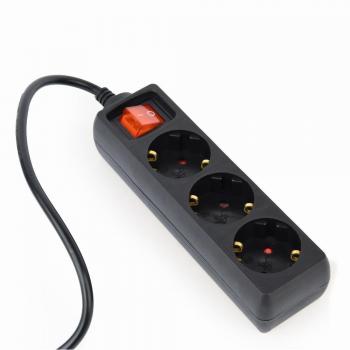 Gembird EG-PSU3-01 Regleta de alimentación para UPS, 3 salidas Schuko, enchufe C14, interruptor fusible, 10A, cable de 0.6m, color negro