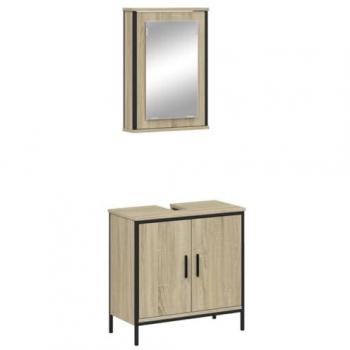Conjunto de muebles de baño 2 piezas madera contrachapada roble Sonoma