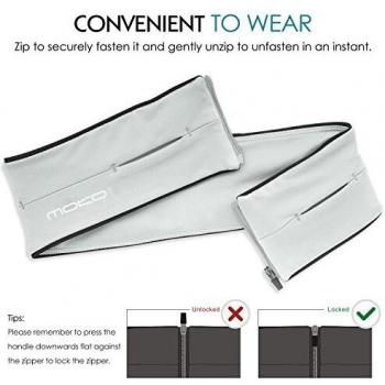 MoKo Riñoneras Belt Universal - Deportivo Cinturón de Correr de 4 Bolsillos para Ejercicios, Fitness, Gimnasio para iPhone 7 / 6S / Galaxy S10 S10 Plus S10e, Azul Claro