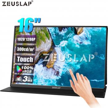 ZEUSLAP P16T 16 Touch Screen Portable Monitor - 100% sRGB, 1200P IPS Screen, Travel Display for Steam Deck