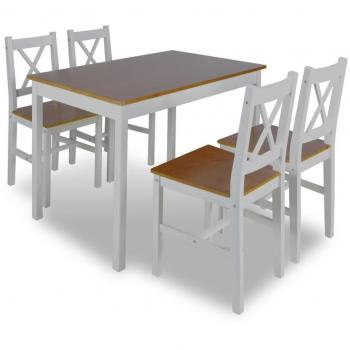 Sonata Dining Set, 5 Pieces, Brown and White