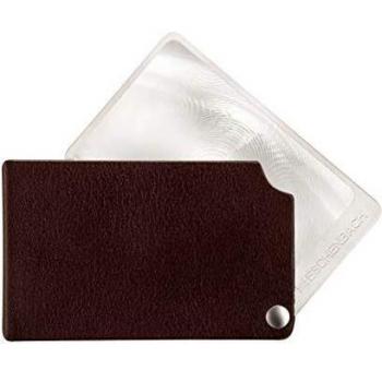 Lupa de bolsillo roja Eschenbach visoPOCKET 2,5x con estuche de cuero y gran campo visual