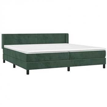Cama box spring con colchón terciopelo verde oscuro 200x200 cm