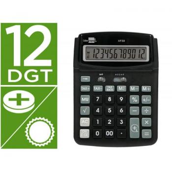 Calculadora sobremesa Liderpapel XF39 12 dígitos solar y pilas color negro 190x140x32 mm 40% reciclado