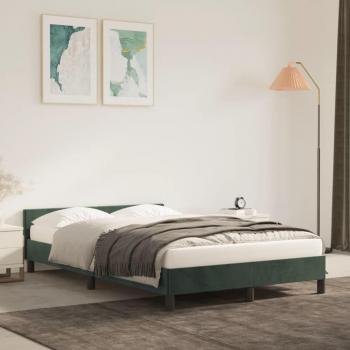 Cama solar sin colchón 120x200 cm en terciopelo verde oscuro con estructura y cabecero Vidaxl