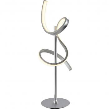 Lámpara de mesa LED Curl en acabado plata mate con diseño moderno y regulador de intensidad