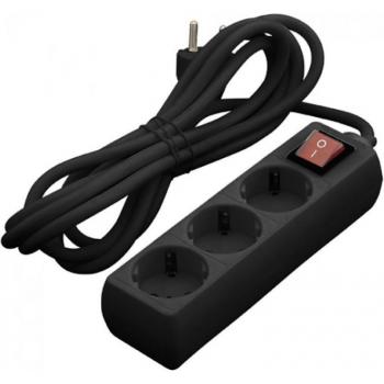 Regleta Eurobric 3 Tomas Schuko con Interruptor 1.5m Negro