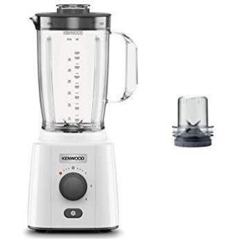 Batidora de mesa Kenwood BLP41.C0WH, 2L, 650W, color blanco y gris, con accesorio tritaturbo y 3 velocidades + Pulse
