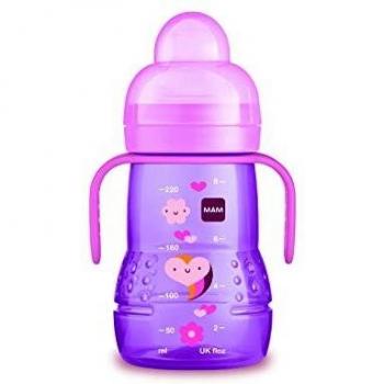MAM Taza Trainer Rosa 1ud - Taza entrenadora femenina, diseño ergonómico, boquilla blanda y fácil de agarrar, ideal para la transición de biberón a vaso, libre de BPA
