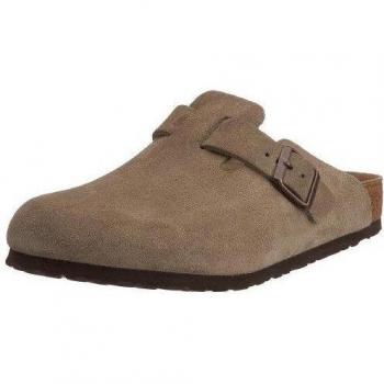 Taupe Unisex Suede Leather Boston Mules - Size 35 US