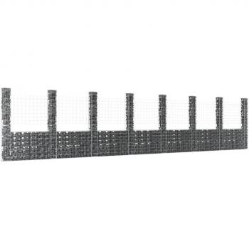 U-shape Gabion Basket with 8 Posts Iron 860x20x200 cm