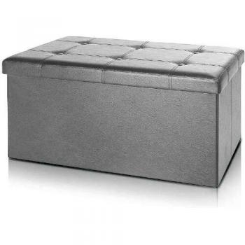 Banc Cofre Plegable de Almacenamiento con Asiento Acolchado - 80x40x40cm - Color Blanco - Capacidad 100L
