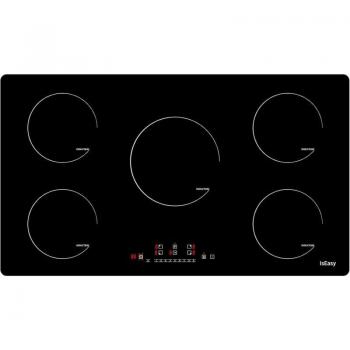 Piano de Cocina Inducción 5 Zonas 8600W 90cm con Control Táctil y Función Boost, Vetro Negro