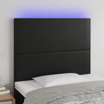 Cabecero LED negro 90x5x118/128 cm en cuero sintético