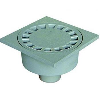 Sifón de suelo PVC 100x100 mm, color gris claro - Ø 40 mm