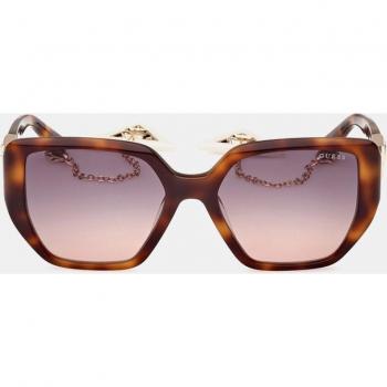 Guess Geometric Brown Acetate Sunglasses with Charms for Women, Model GU7892 52B 140mm