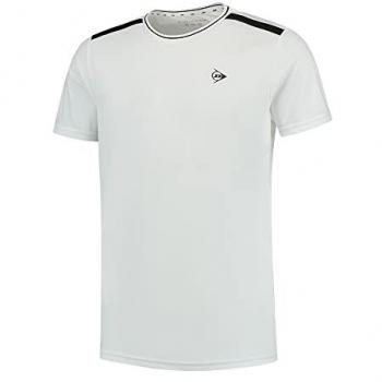 Dunlop Crew Camiseta De Manga Corta para Hombre - Blanco y Negro, Modelo Club, Talla XL