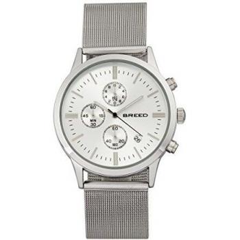 Breed Mens Espinosa Chronograph Mesh-Bracelet Watch with Date - Silver Stainless Steel - One Size