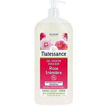Natessance Organic Hollyhock Shower Gel, 1 L - Gentle Hydrating Formula