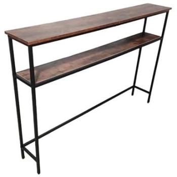Mesa Consola Estrecha Relaxdays de Metal y MDF con 2 Estantes, 80 x 120 x 20 cm, Marrón/Negro