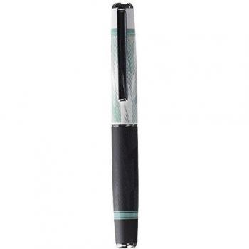 Inoxcrom Fashion Week - Roller gel con capuchón y cuerpo en acero inoxidable lacado, con líneas verdes