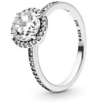 Anillo Pandora Elegancia Clásica en Plata de Ley con Halo Brillante y Zirconia Cúbica