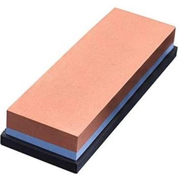 Westmark Piedra para afilar con 2 caras para el esmerilado básico y de reparación, con bandeja de silicona, dimensiones: 18,5 x 6,7 x 3,1 cm, corindón, rojo/azul, 10152260