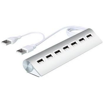 Cateck® Premium 7-Port Aluminum USB Hub with 2-Foot Shielded Powered Y-Cable for iMac, MacBook Air, MacBook Pro, MacBook, Mac Mini, PCs and Laptops