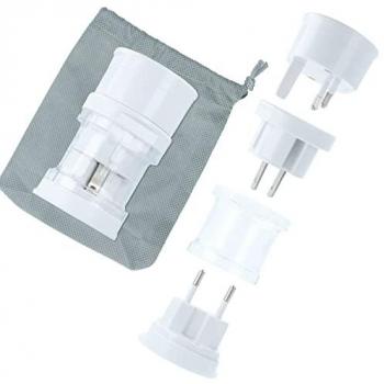 Adaptador Internacional Universal con Clavijas Ajustables y Protección contra Sobretensión - Blanco