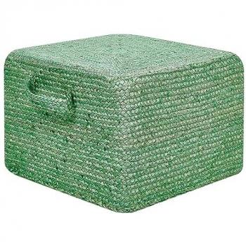 Pouffe Rectangular Verde de Yute con Relleno de Perlas EPS y Asas 45 x 45 x 30 cm Dhadar