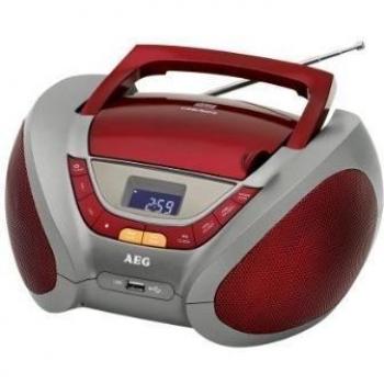 AEG SR 4358 - Reproductor de CD con Radio, USB y MP3 en Rojo