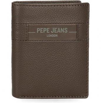 Cartera de piel Checkbox vertical Marrón Pepe Jeans