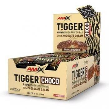 Amix Tigger Crunchy Protein Bar Triple Brownie 20x60g - Barritas energéticas ricas en proteínas, sabor triple brownie, presentación de 20 barritas de 60 gramos cada una