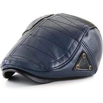 CusGifta Gorra de Cuero para Hombre, Sombrero Plano, Gorra de Beisbol, Newsboy Cap PU Cuero Liso Sombrero Hiedra Sombrero Plano Irlandés Cabbie Cap