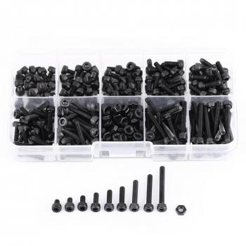 Walfront 280 piezas M3 de acero inoxidable hexagonal de cabeza hueca tornillos y tuercas kit de herramientas surtido con caja de plástico