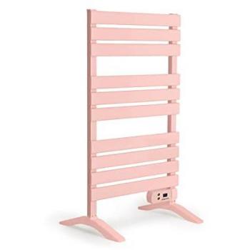 Toallero Eléctrico Rosa Pastel 500W - Calefactor de Suelo o Pared con Temporizador, Pantalla LCD y Bajo Consumo