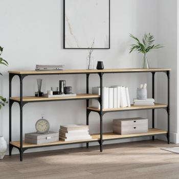 Mesa consola de madera de ingeniería 160x29x75 cm en Negro, Roble Sonoma y Roble ahumado - Mesa de sofá, Mesa de Entrada para Salón, Consola de Entrada, Mueble Recibidor, Mesita