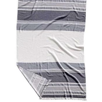 Burrito Blanco Pareo para Playa/Toalla Pareo Jacquard 188 Grande con Estampado de Rayas con Reverso de Rizo de 95x170 cm, Gris