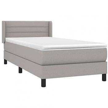 Cama Box Spring con Colchón de Tela Gris Claro 90x200 cm