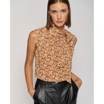 Top de mujer con lazada crepe Georgette floral Roberto Verino