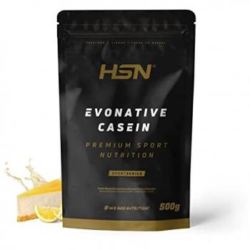 Caseína Micelar Nativa HSN Evonative - Sabor Tarta de Queso y Limón 500 g (Lacprodan® MicelPure™, No-GMO, Vegetariano, Sin Gluten)