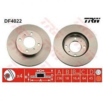 Disco de freno TRW DF4022, ventilado, 1 pieza, frente