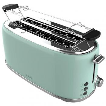 Tostador Cecotec Toast&Taste 1600 Retro Double, 1630 W, Cuatro Tostadas, Dos Ranuras Largas, Color Verde
