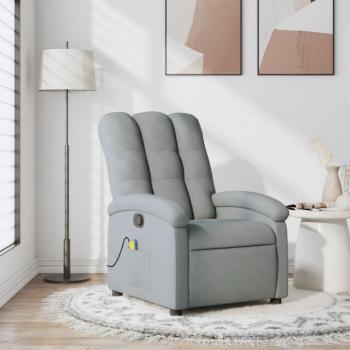 Sillón de masaje reclinable de tela en gris claro, gris oscuro y negro - vidaXL Sillón cómodo para dormitorio, silla relax y sofá
