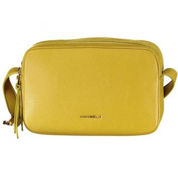 Coccinelle Green Leather Handbag - Cross Body Bag, Female, Size: ONE SIZE, Leather Shoulder Bag with Dual Compartments, Green Shoulder Bag with Zip Closure