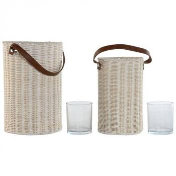 Portavelas Home ESPRIT Cristal 20 x 20 x 30 cm (2 Unidades)