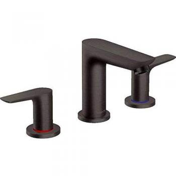 Mezclador de lavabo Talis E 3 agujeros 150, negro cromo cepillado, con desagüe pop-up - Hansgrohe