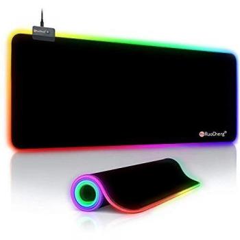 Alfombrilla de Ratón RGB Extra Grande, Ordenador Extended XL Alfombrilla Gaming de Microfibras con Luces, Base de Goma Antideslizante para Gamers, PC y Portátil