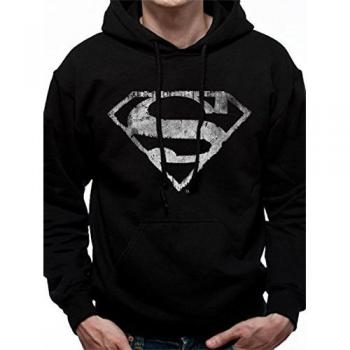 Superman Mono Distressed Logo, Sudadera para Hombre, Negro Black, Small